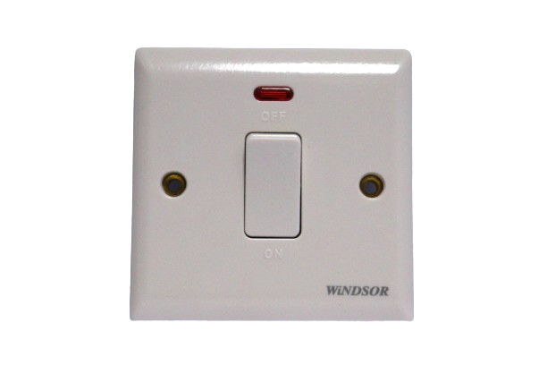 Windsor Ivory 2A 1 Gang Double Pole Switch with Neon Indicator - E324