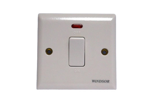 Windsor Ivory 2A 1 Gang Double Pole Switch with Neon Indicator - E324