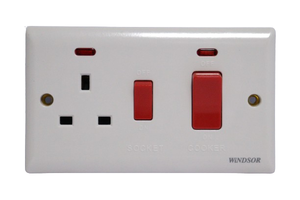 Windsor Ivory 45A Cooker Control Unit and Socket with Neon Indicator - E331
