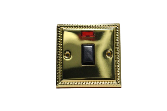Windsor Noble Gold 2A 1 Gang Double Pole Switch with Neon Indicator - G324