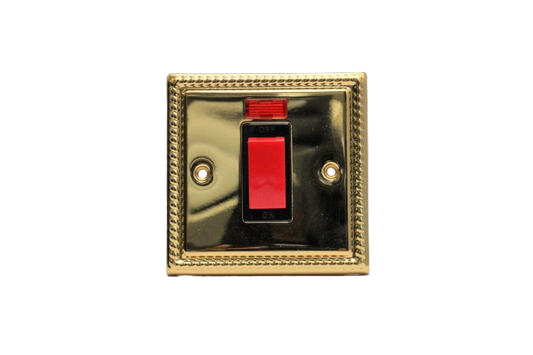 Windsor Noble Gold 45A 1 Gang Double Pole Switch with Neon Indicator - G327