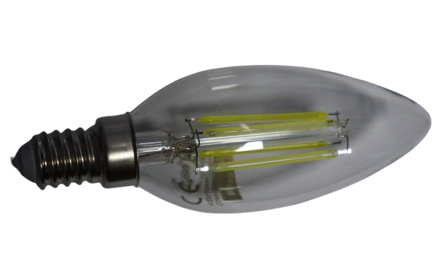 4W LED Filament Lamp, E14 Base, 2700K Warm White, C35 Shape