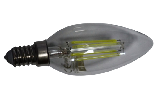 4W LED Filament Lamp, E14 Base, 2700K Warm White, C35 Shape
