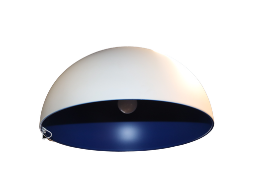 Cedar Hanging Pendant Lamp – White Outer with Blue/Yellow Inner, E27 Base