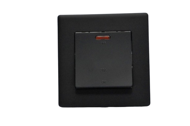 Windsor L&L Range Black Velvet Touch 2A 1 Gang Double Pole Switch with Neon Indicator - L324B