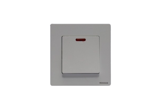 Windsor L&L Range Brushed White 2A 1 Gang Double Pole Switch with Neon Indicator - L324W