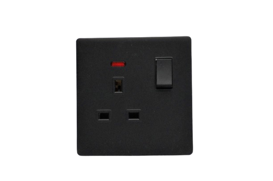 Windsor L&L Range Black Velvet Touch 13A 1 Gang Switched Socket - L47B