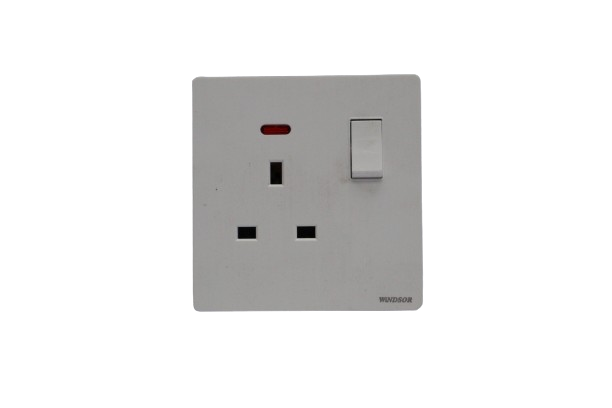 Windsor L&L Range Brushed White 13A 1 Gang Switched Socket - L47W