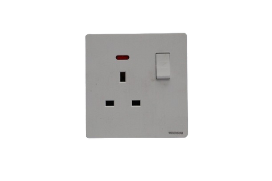 Windsor L&L Range Brushed White 13A 1 Gang Switched Socket - L47W