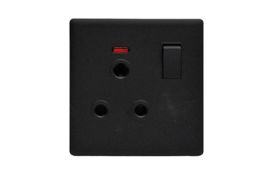 Windsor L&L Range Black Velvet Touch 15A 1 Gang Switched Round-Pin Socket - L431B