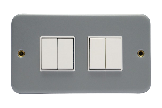 Windsor Metallic 4 Gang 2 Way Plate Switch 1A - M38