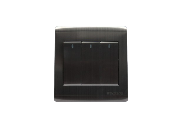 Windsor Metal Silk Silver 3 Gang 2 Way Switch - MS36Y