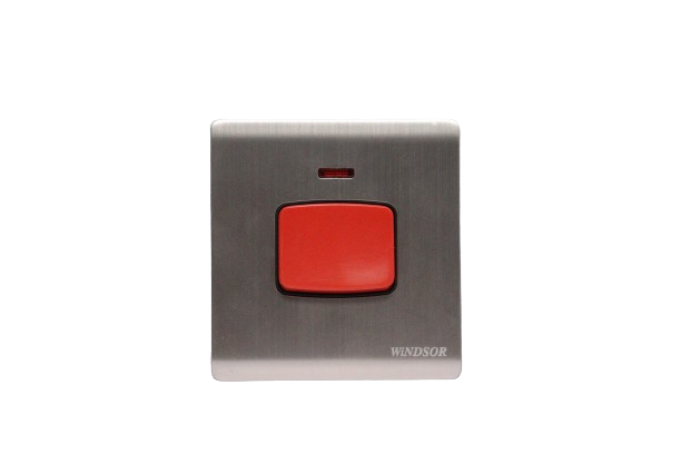 Windsor Metal Silk Gold 45A 1 Gang Double Pole Switch with Neon Indicator - MS327J