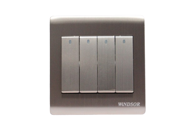 Windsor Metal Silk Gold  4 Gang 2 Way Switch - MS364J