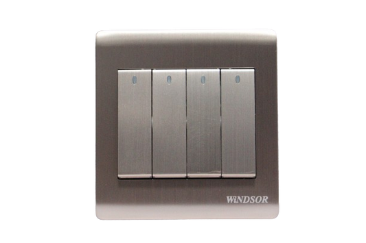 Windsor Metal Silk Gold  4 Gang 2 Way Switch - MS364J