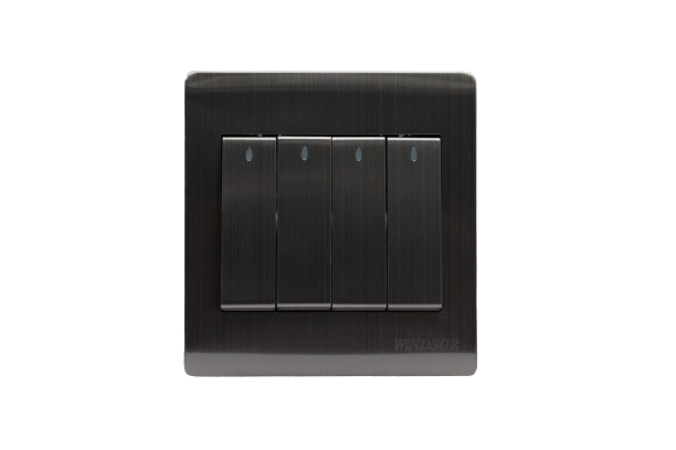 Windsor Metal Silk Silver 4 Gang 2 Way Switch - MS364Y