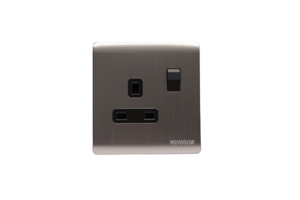 Windsor Metal Silk Gold  13A Single Switched Socket - MS45J