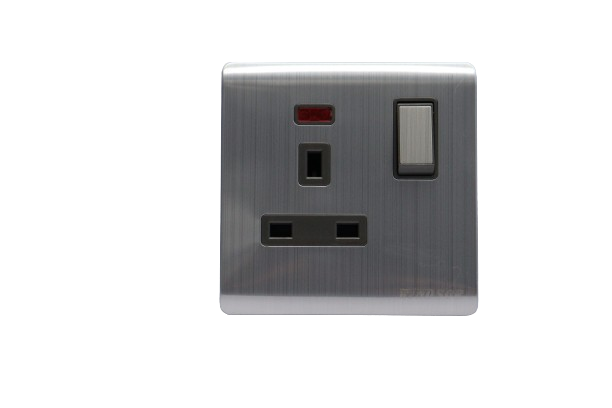 Windsor Metal Silk Silver 13A Single Switched Socket - MS45Y
