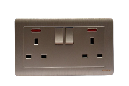 Windsor Metal Silk Gold 13A Double Switched Socket - MS46J
