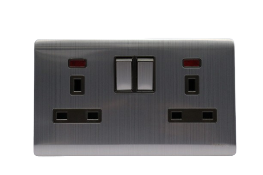 Windsor Metal Silk Silver 13A Double Switched Socket - MS46Y