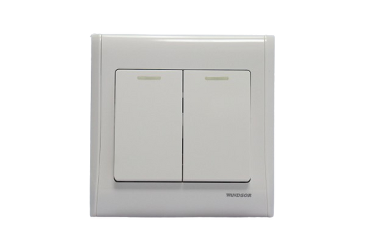 Windsor Pioneer White 2 Gang 2 Way Switch Wide Toggle - P34F