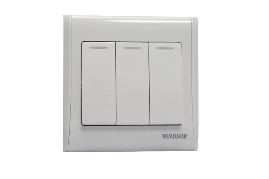 Windsor Pioneer White 3 Gang 2 Way Switch Wide Toggle - P36F