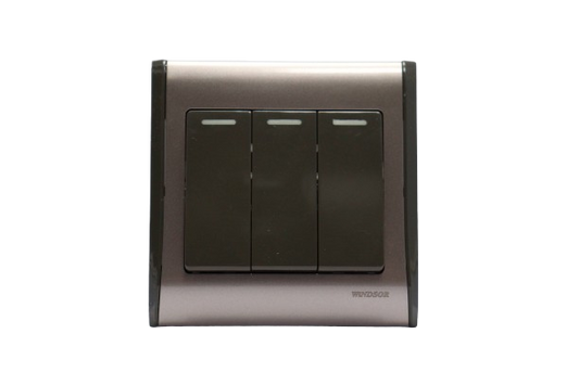 Windsor Pioneer Gun Metal Grey 3 Gang 2 Way Switch 1A - P36GB