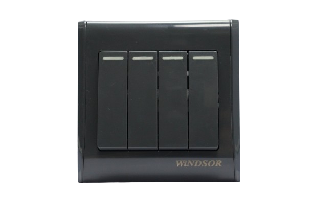 Windsor Pioneer Gun Metal 4 Gang 2 Way Wide Toggle Switch - P364DH
