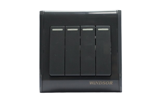 Windsor Pioneer Gun Metal 4 Gang 2 Way Wide Toggle Switch - P364DH