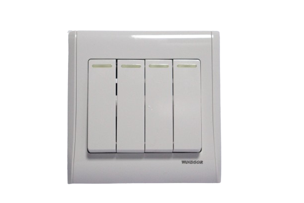 Windsor Pioneer White 4 Gang 2 Way Wide Toggle Switch - P364F