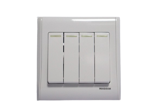 Windsor Pioneer White 4 Gang 2 Way Wide Toggle Switch - P364F