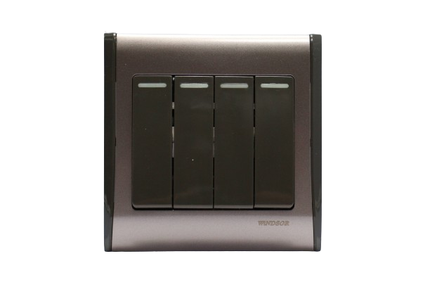 Windsor Pioneer Gun Metal Grey 4 Gang 2 Way Switch 1A - P364GB