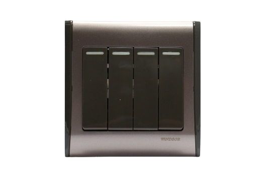 Windsor Pioneer Gun Metal Grey 4 Gang 2 Way Switch 1A - P364GB