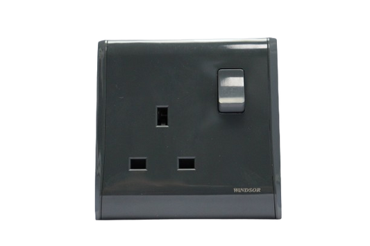 Windsor Pioneer Gun Metal 13A 1 Gang Switched Socket - P45DH