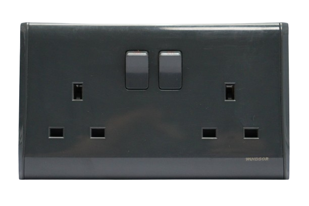 Windsor Pioneer Gun Metal 13A 2 Gang Switched Socket -  P46DH