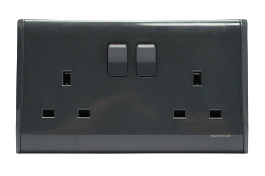 Windsor Pioneer Gun Metal 13A 2 Gang Switched Socket -  P46DH