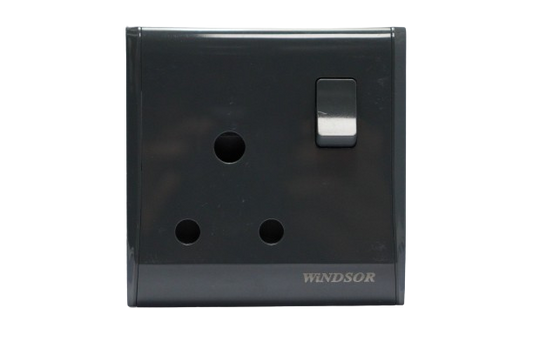 Windsor Pioneer Gun Metal 15A 1 Gang Switched Socket - P429DH