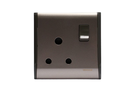 Windsor Pioneer  Gun Metal Grey 15A 1 Gang Switched Round-Pin Socket - P429GB