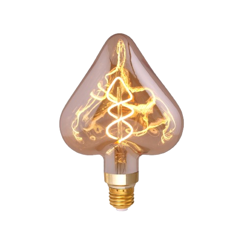 Heart Amber LED Filament Bulb, 4W, E27, 2000-2700K