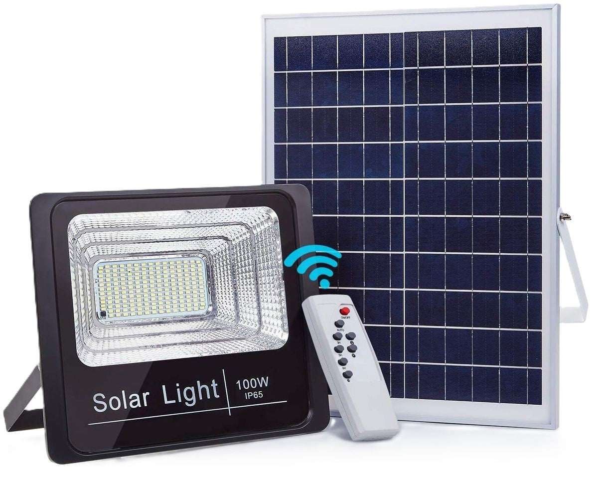 Solar Remote Led 150W LED Solar Flood Light 6500K IP65 with Solar Panel & Remote Contro ...