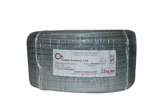 2.5MM Twin with Earth Cable Grey (9 MTR ROLL)