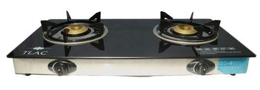 TLAC Table-Top Gas Stove 2 Burner Glass Top Black - TLGT-3BL