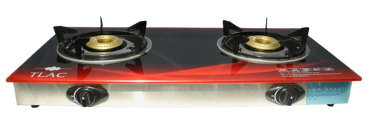 TLAC Table-Top Gas Stove 2 Burner Glass Top Red Color - TLGT-3RE