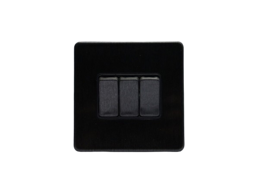 Windsor VIP Black 3 Gang 2 Way Switch 1A - VC36GB