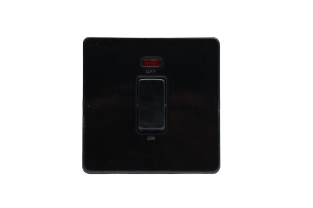 Windsor VIP Black 2A 1 Gang Double Pole Switch with Neon Indicator - VC324GB