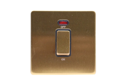 Windsor VIP Gold 2A 1 Gang Double Pole Switch with Neon Indicator - VC324J