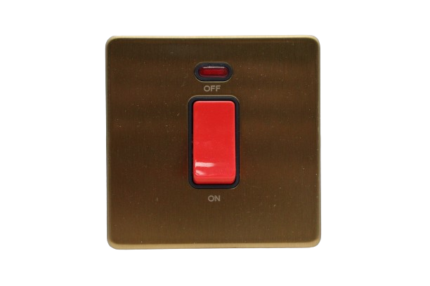 Windsor VIP Gold 45A 1 Gang Double Pole Switch with Neon Indicator - VC327J