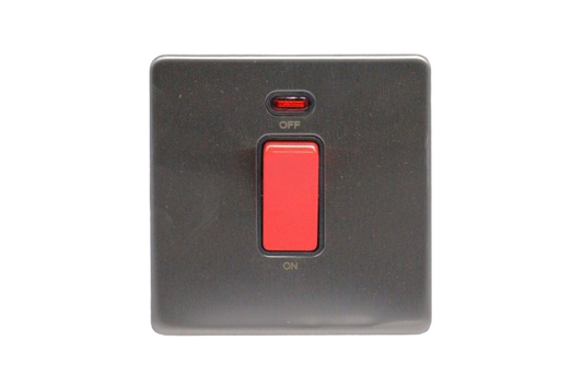 Windsor VIP Chrome 45A 1 Gang Double Pole Switch with Neon Indicator - VC327Y