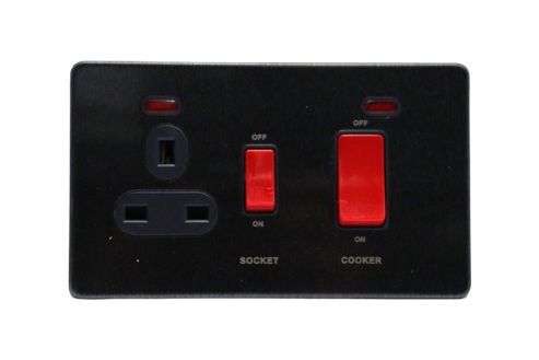 Windsor VIP Black 45A Cooker Control Unit Socket with Neon Indicator ...