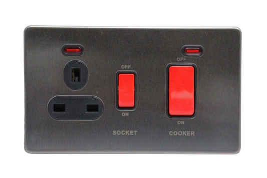 Windsor VIP Chrome 45A Cooker Control Unit and Socket with Neon Indicator - VC331Y